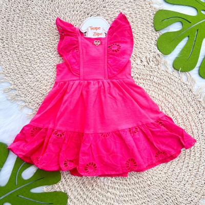  Vestido com Lese Floral - Goiaba